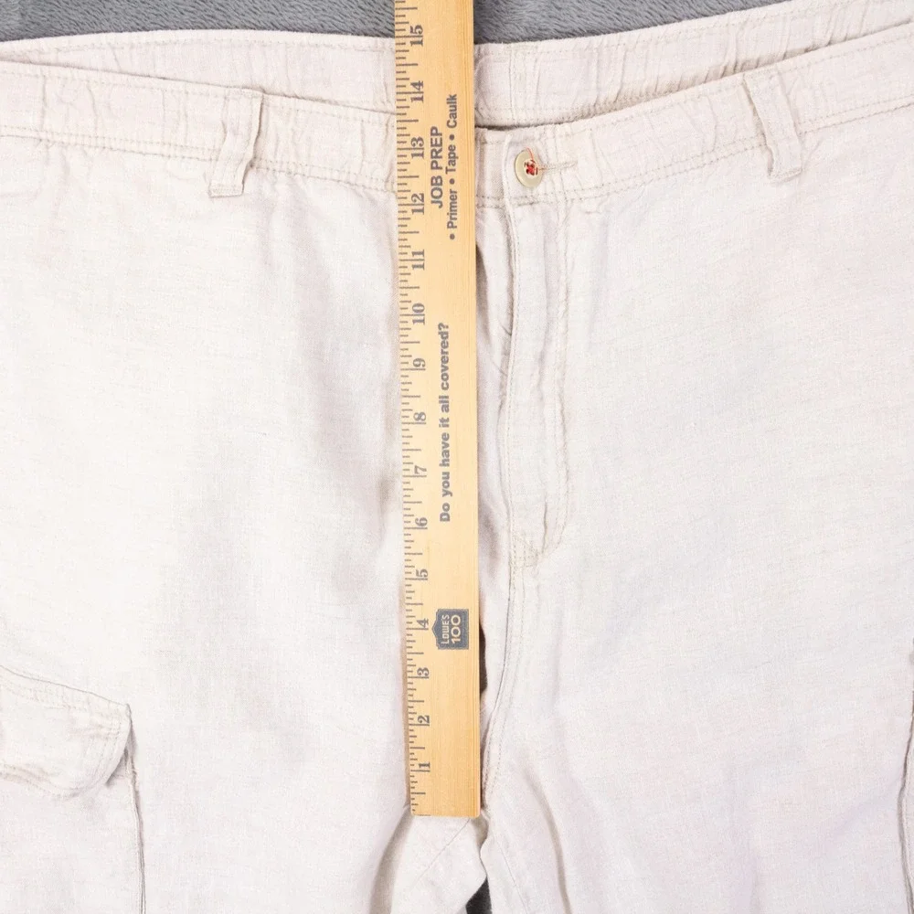 Tommy Bahama Relax Mens XL 44x31 Linen Cargo Pants Oatmeal Beige Drawstring